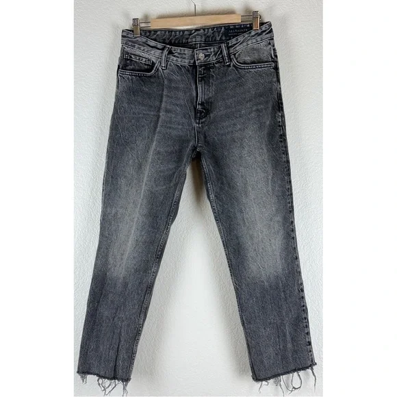 All Saints Women's Mast  Straight Leg Cropped Raw Hem Jeans, size 31 - Picture 2 of 7